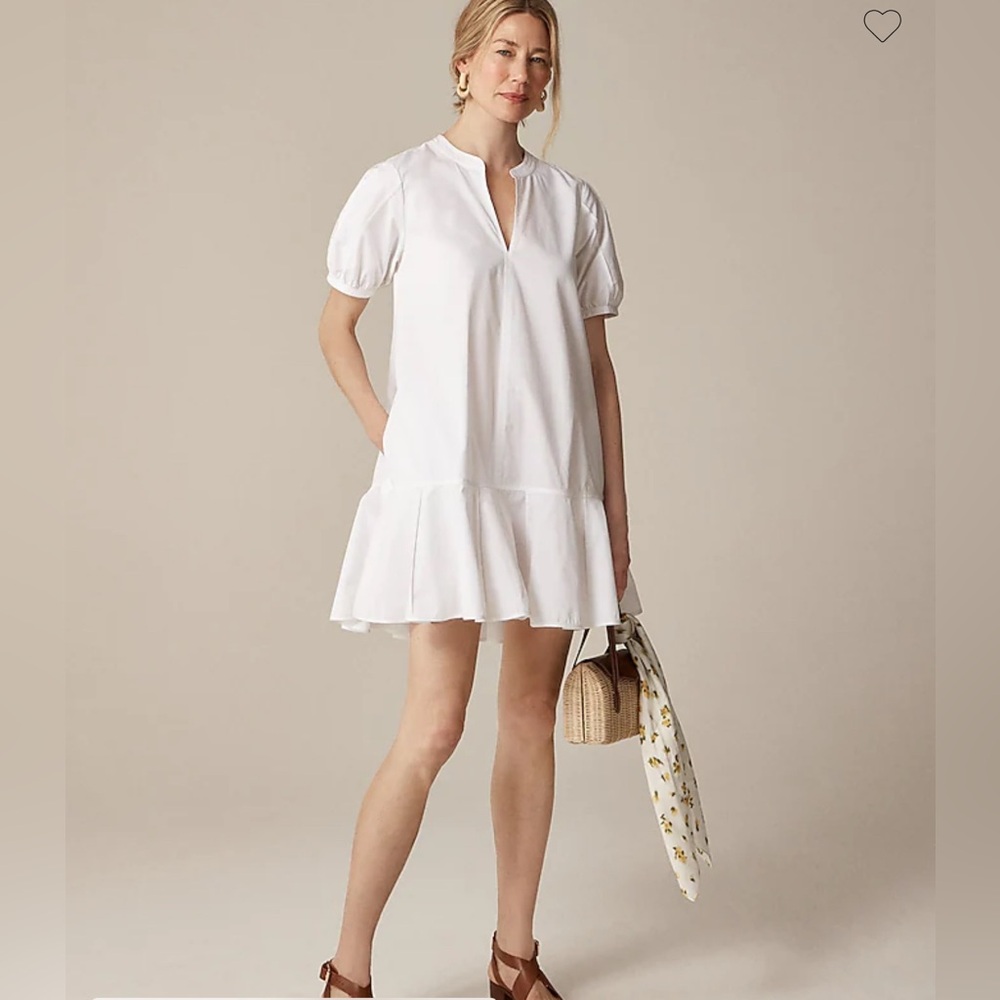 J.CREW Delilah Dress in Cotton Poplin Sz. M White NEW Coastal Preppy Beach CJ492